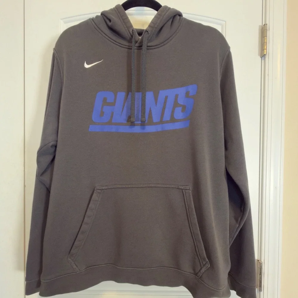Nike New York Giants Gray Pullover Hoodie Blue Graphic NFL Football Mens XL Warm